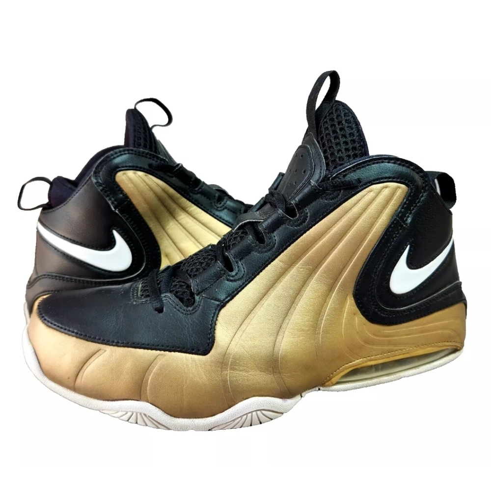 NIKE Air Max Wavy Sz 10.5 Black/Metallic Gold-White Leather AV8061-003